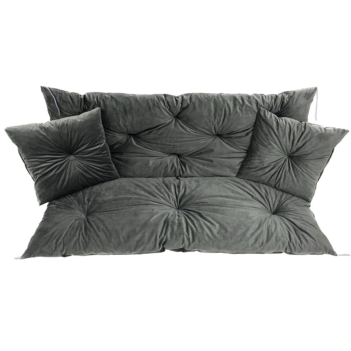 Poduszka Ogrodowa Zestaw 120X60X50 Welur Na Ławkę Huśtawkę Taras Dekoracyjny Szara