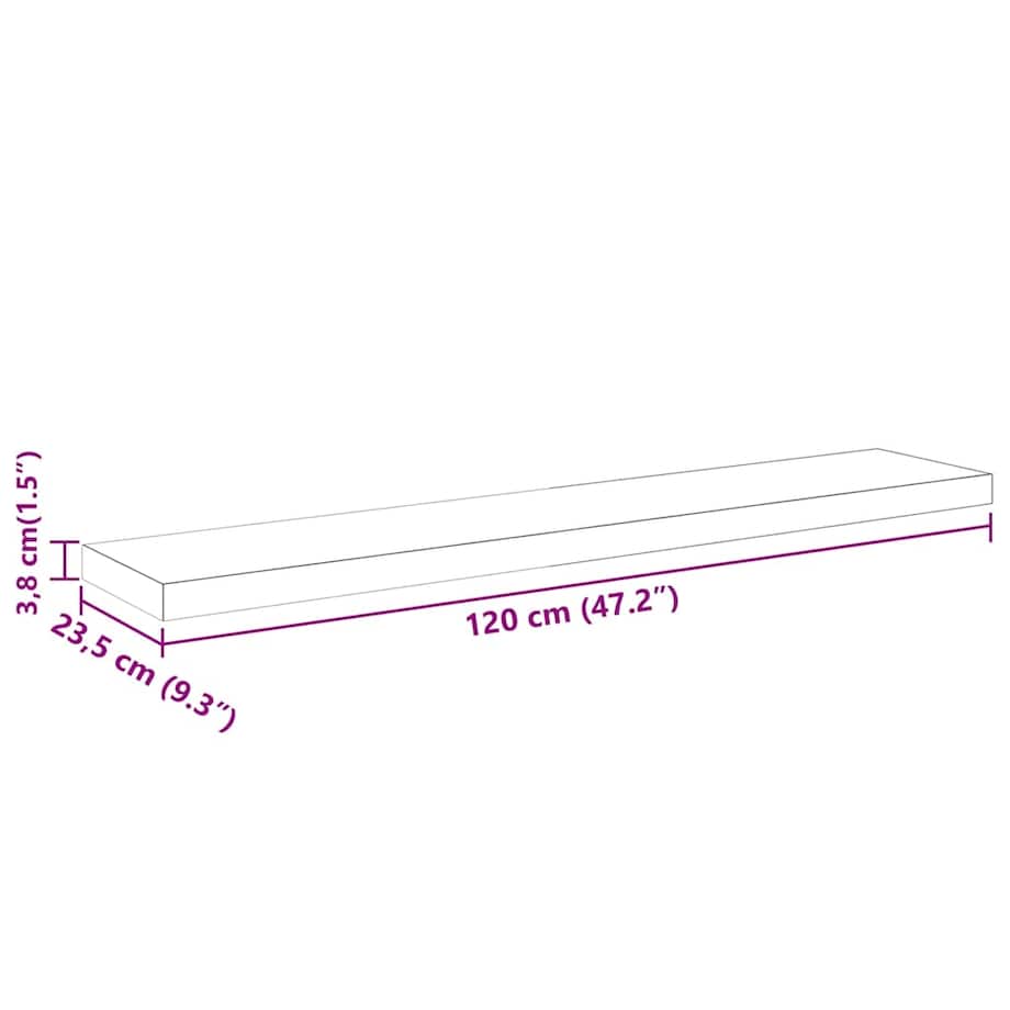 vidaXL Półka ścienna, wysoki połysk, czarna, 120x23,5x3,8 cm, MDF