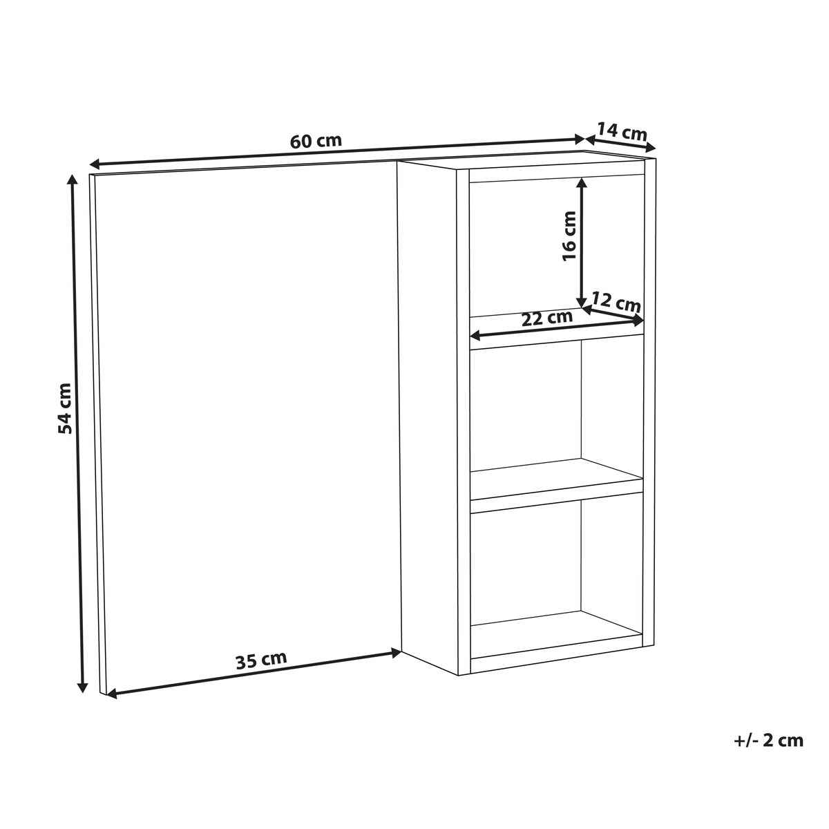 Szafka łazienkowa wisząca z lustrem JOINVILLE 60 cm 54 cm Biały marmur