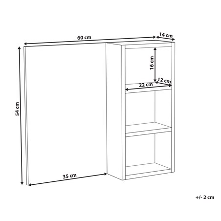 Szafka łazienkowa wisząca z lustrem JOINVILLE 60 cm 54 cm Biały marmur