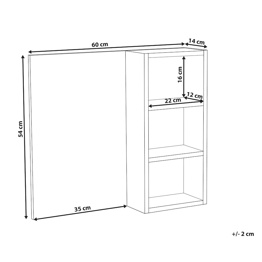 Szafka łazienkowa wisząca z lustrem JOINVILLE 60 cm 54 cm Biały marmur