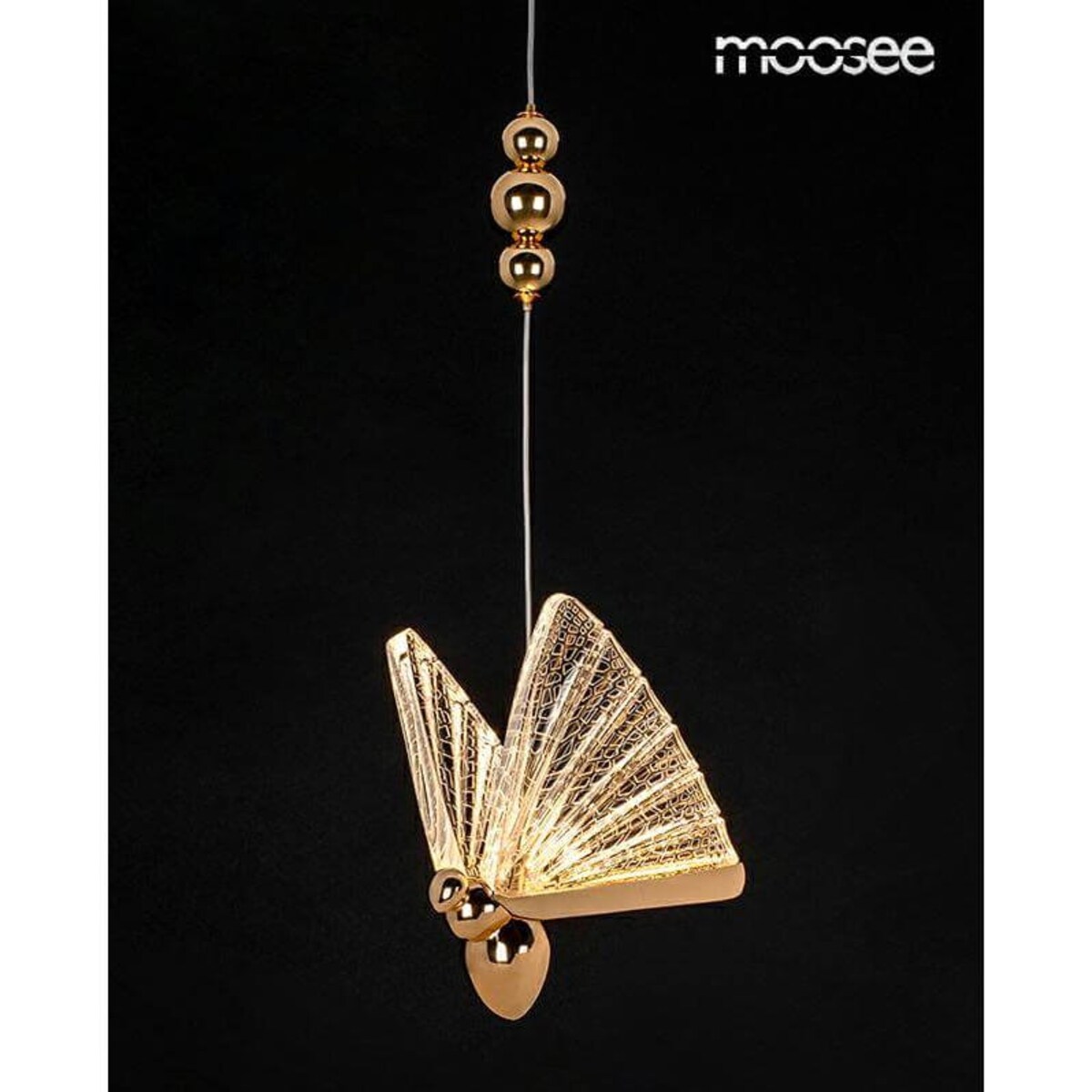 Lampa wisząca glamour Butterfly MSE010100321 kryształowa złota