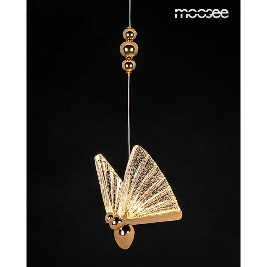 Lampa wisząca glamour Butterfly MSE010100321 kryształowa złota