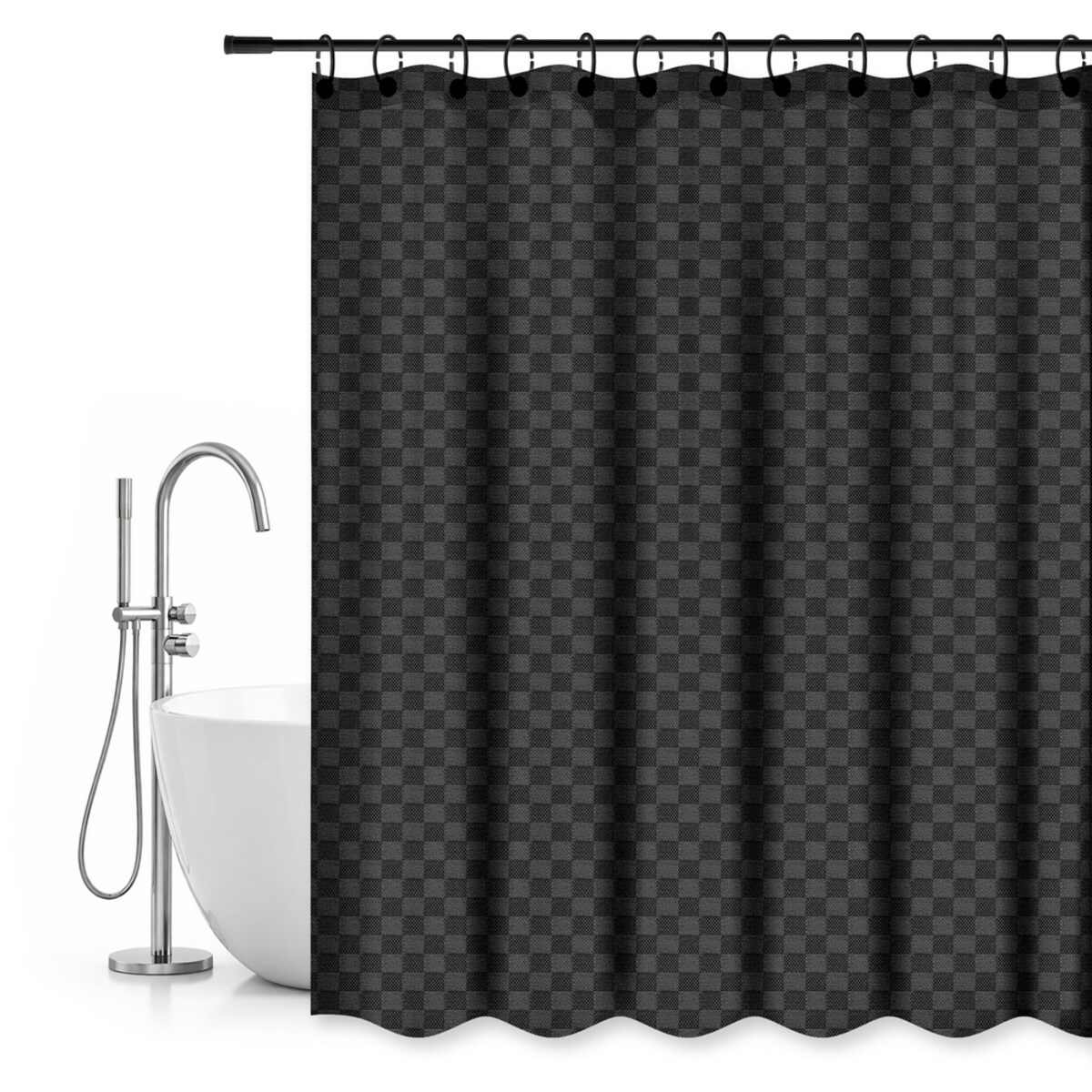 zasłona prysznicowa 180 x 200 cm zasłonka tekstylna czarna