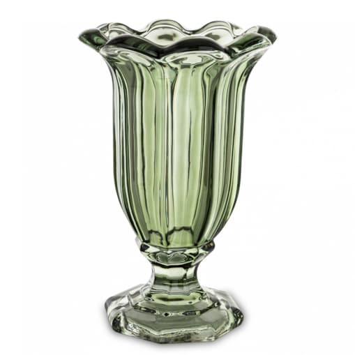 Wazon szklany 32x20x20 cm TAZZA-3 na nóżce zielony