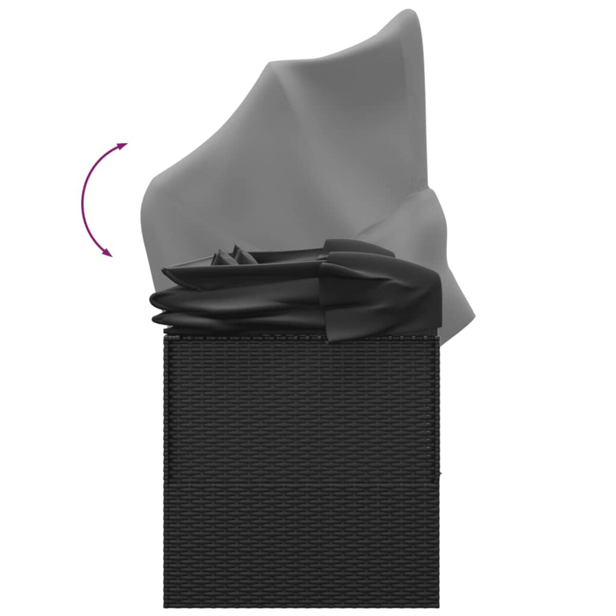 vidaXL Leżanka ogrodowa z daszkiem i poduszkami, czarna, polirattan