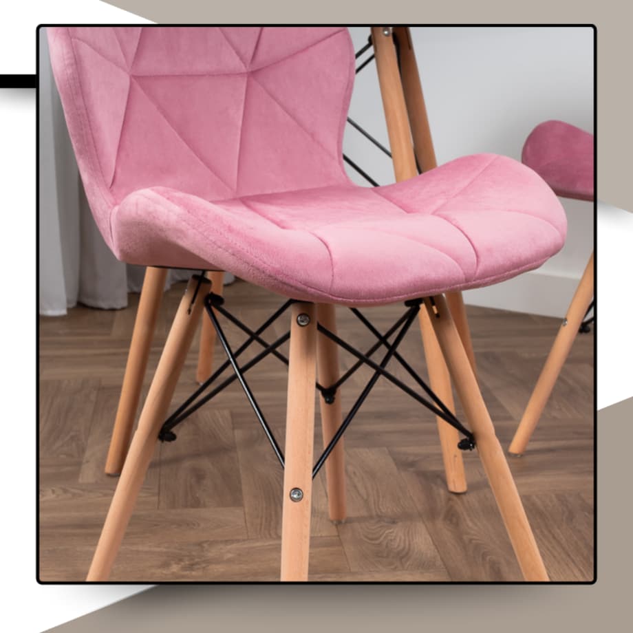 Krzesło Tapicerowane Welurowe Do Jadalni Salonu Pikowane Skandynawskie