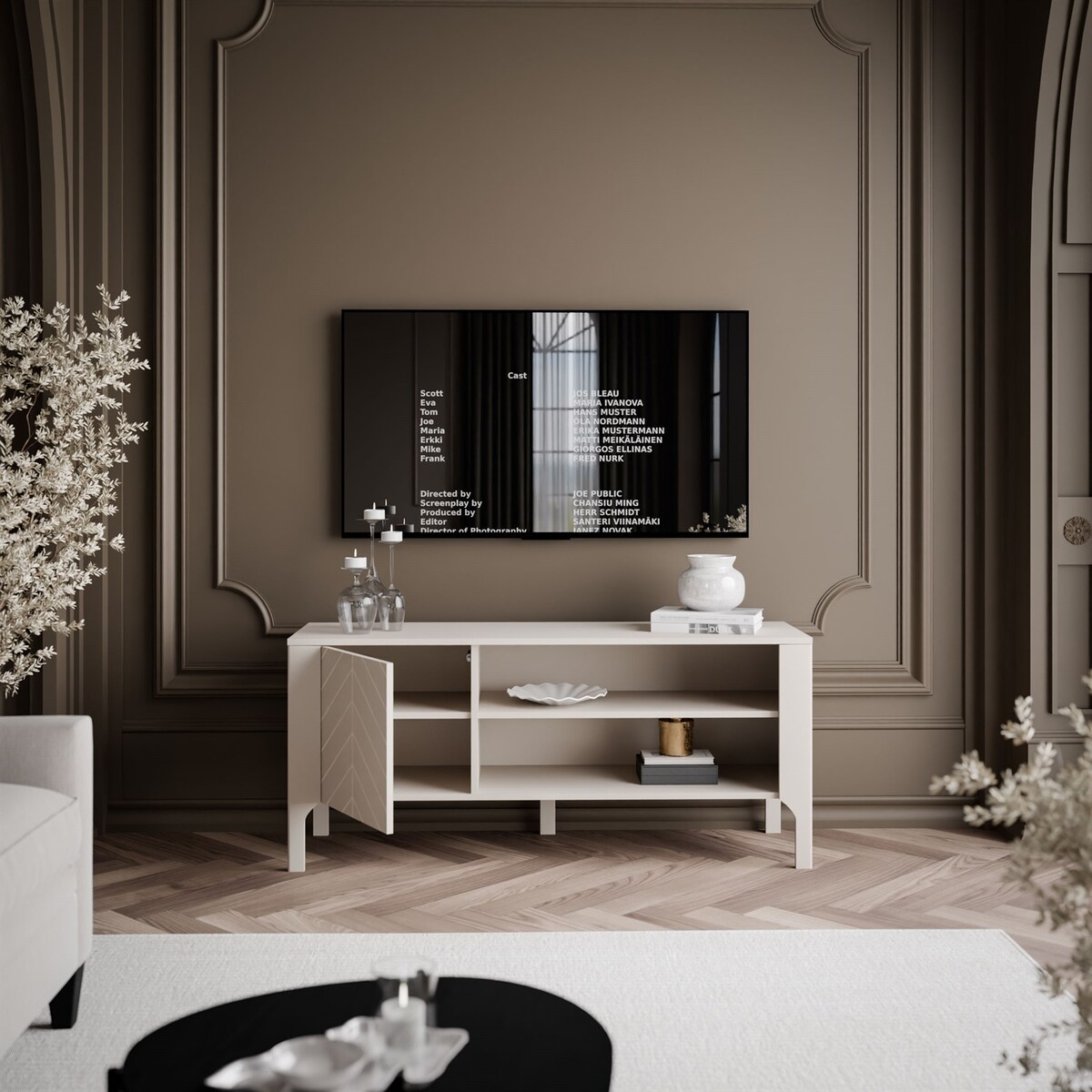 Szafka RTV LUMI 135 cm, kaszmir