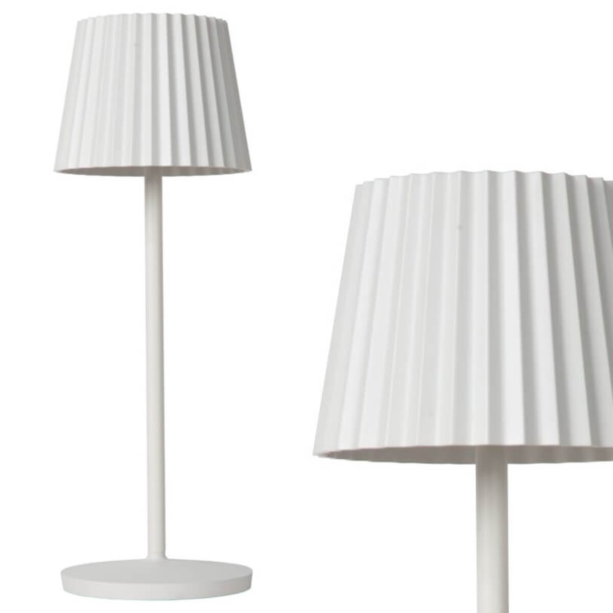 Biała lampa stojąca Justine na taras LED 2W ściemnialna