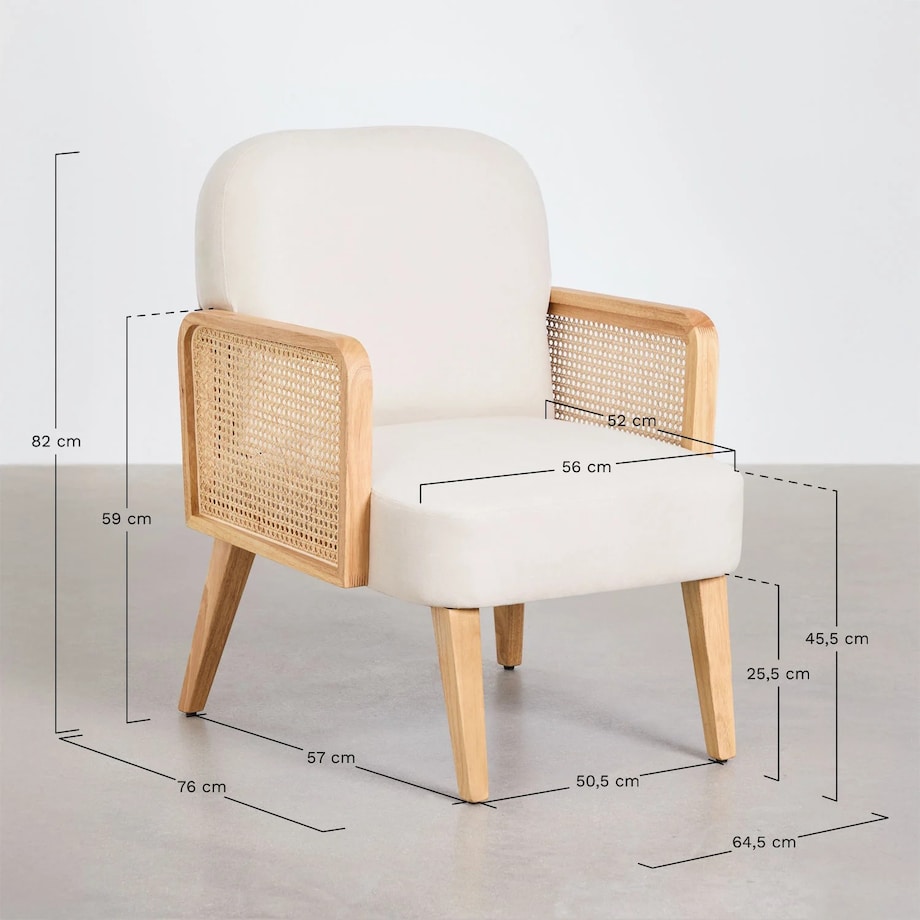 Fotel wypoczynkowy z plecionymi podłokietnikami King, naturalny