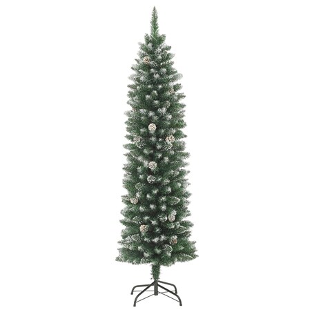 vidaXL Sztuczna, wąska choinka ze stojakiem, 210 cm, PVC