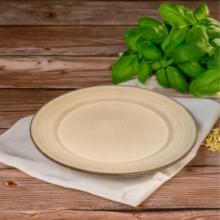 TALERZ OBIADOWY 27cm BEŻOWY ceramiczny płaski płytki na sztuki duży okrągły
