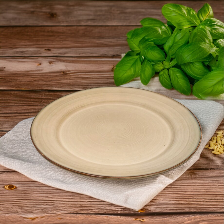 TALERZ OBIADOWY 27cm BEŻOWY ceramiczny płaski płytki na sztuki duży okrągły