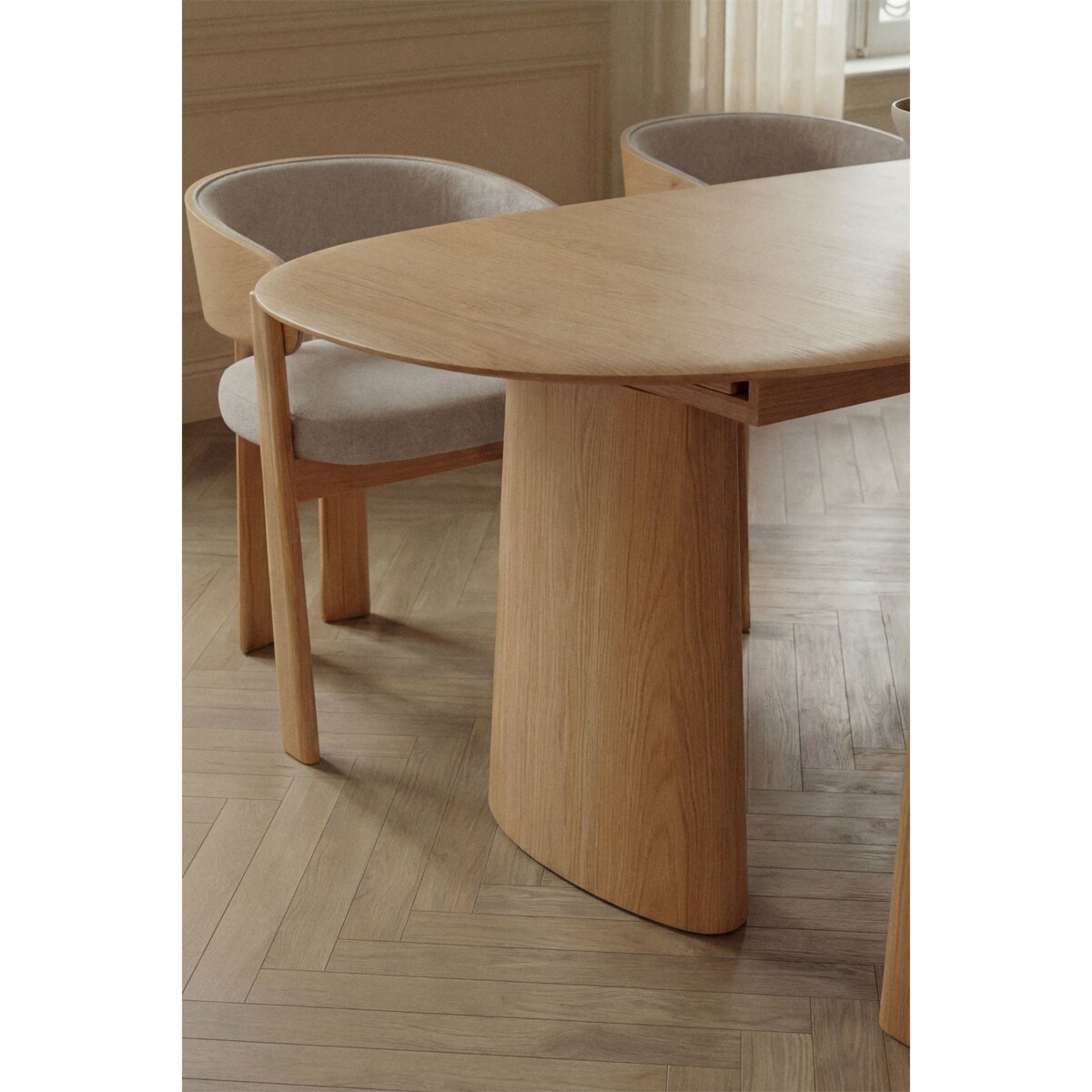 Rozkładany stół jadalniany z MDF i fornirem jesionowym Nuveta, 220-280x110 cm
