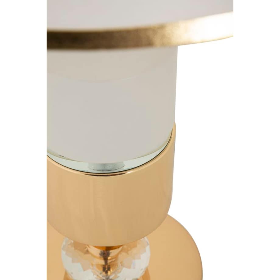 Lampa stołowa Gipsy, kolor złoty i biały, żelazo i tkanina, 30 x 30 x 52 cm, 1 x E27, styl glamour, do salonu i sypialni, Mauro Ferretti
