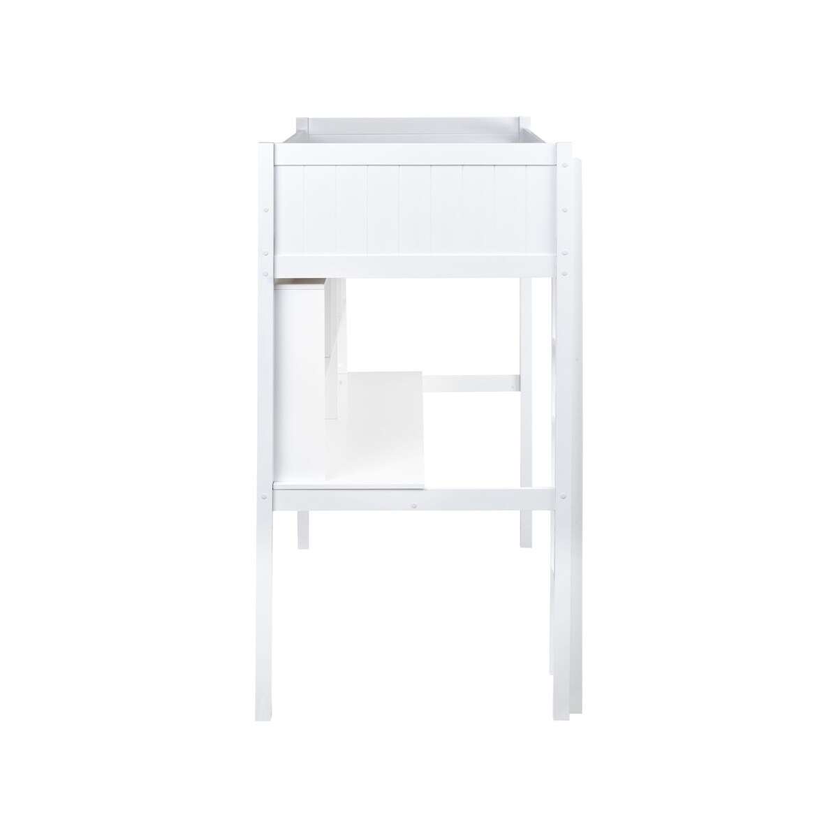 Łóżko na antresoli z biurkiem Drewno sosnowe FOUCAMONT 90 x 200 cm Biały