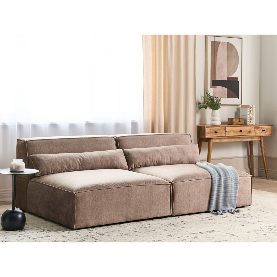 Sofa modułowa 2-osobowa bez podłokietników brązowa HELLNAR