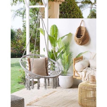 Fotel wiszący huśtawka makrama szary GABELLA