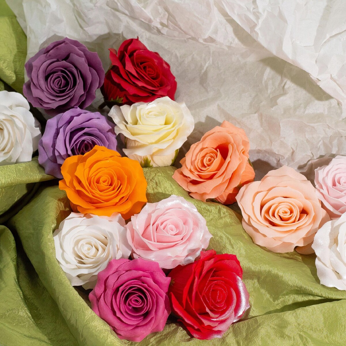 RÓŻA różowa 5 warstwowa Z błyszczącymi płatkami KWIATY MYDLANE 3szt na box