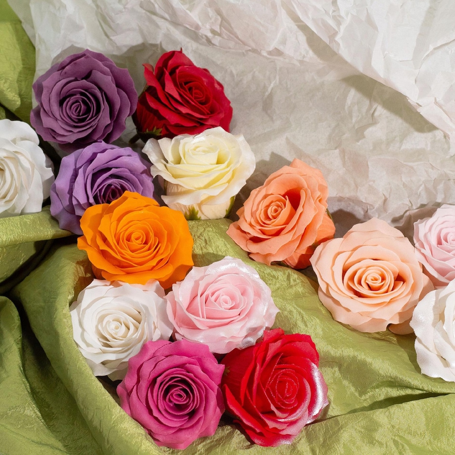 RÓŻA różowa 5 warstwowa Z błyszczącymi płatkami KWIATY MYDLANE 3szt na box