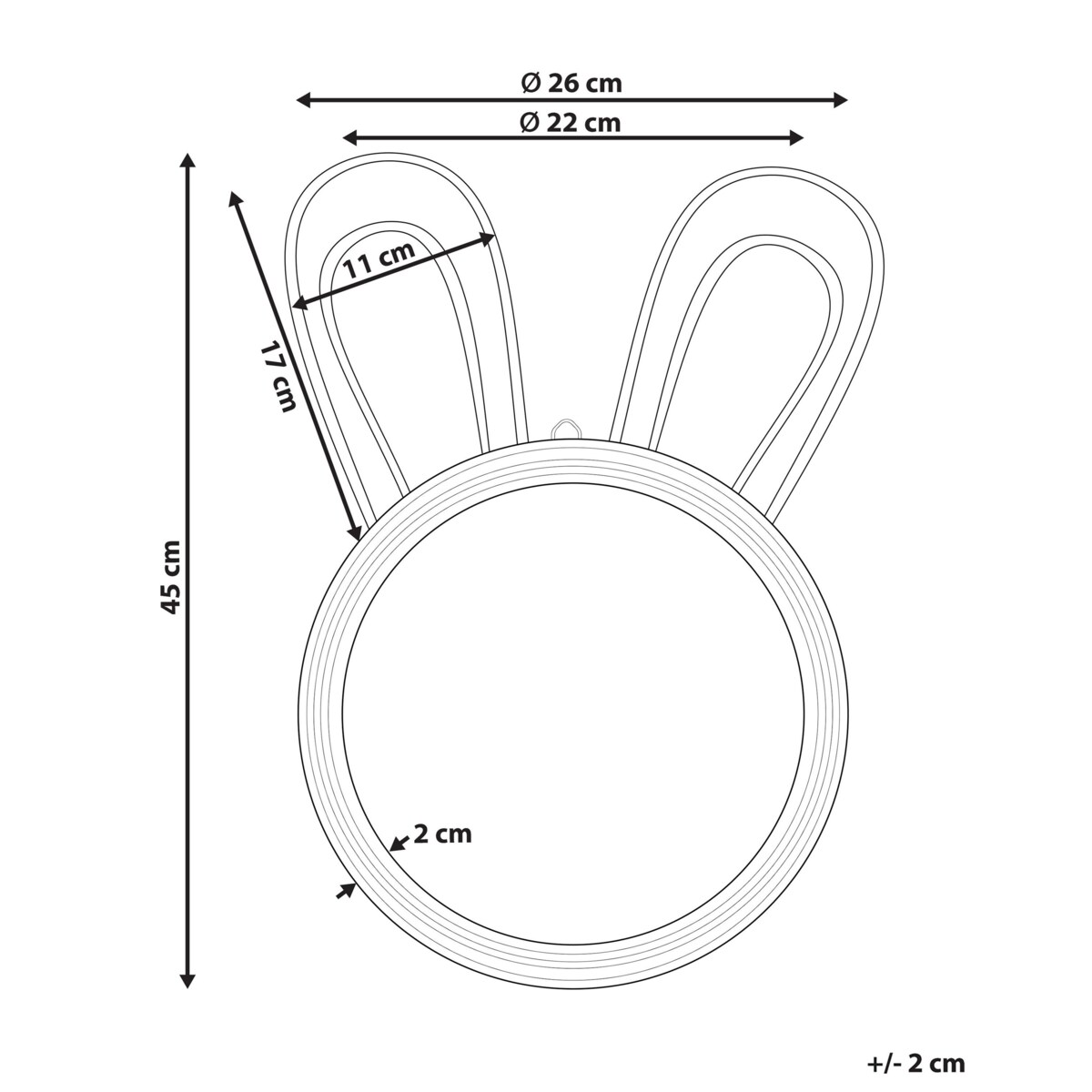 Rattanowe lustro ścienne królik ø 26 cm naturalne GOLONG