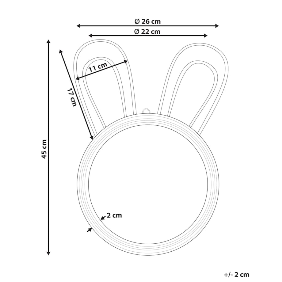 Rattanowe lustro ścienne królik ø 26 cm naturalne GOLONG