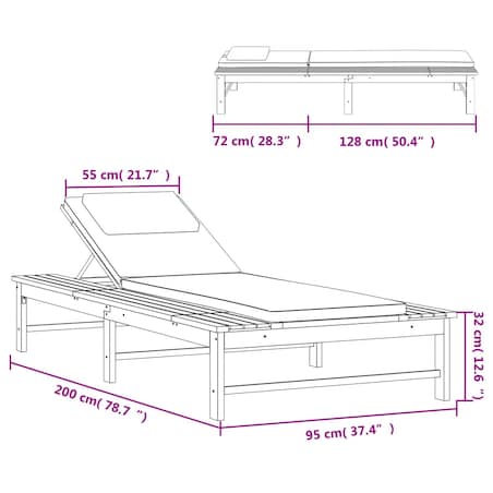 vidaXL Leżak z poduszkami, ciemnoszary, lite drewno akacjowe