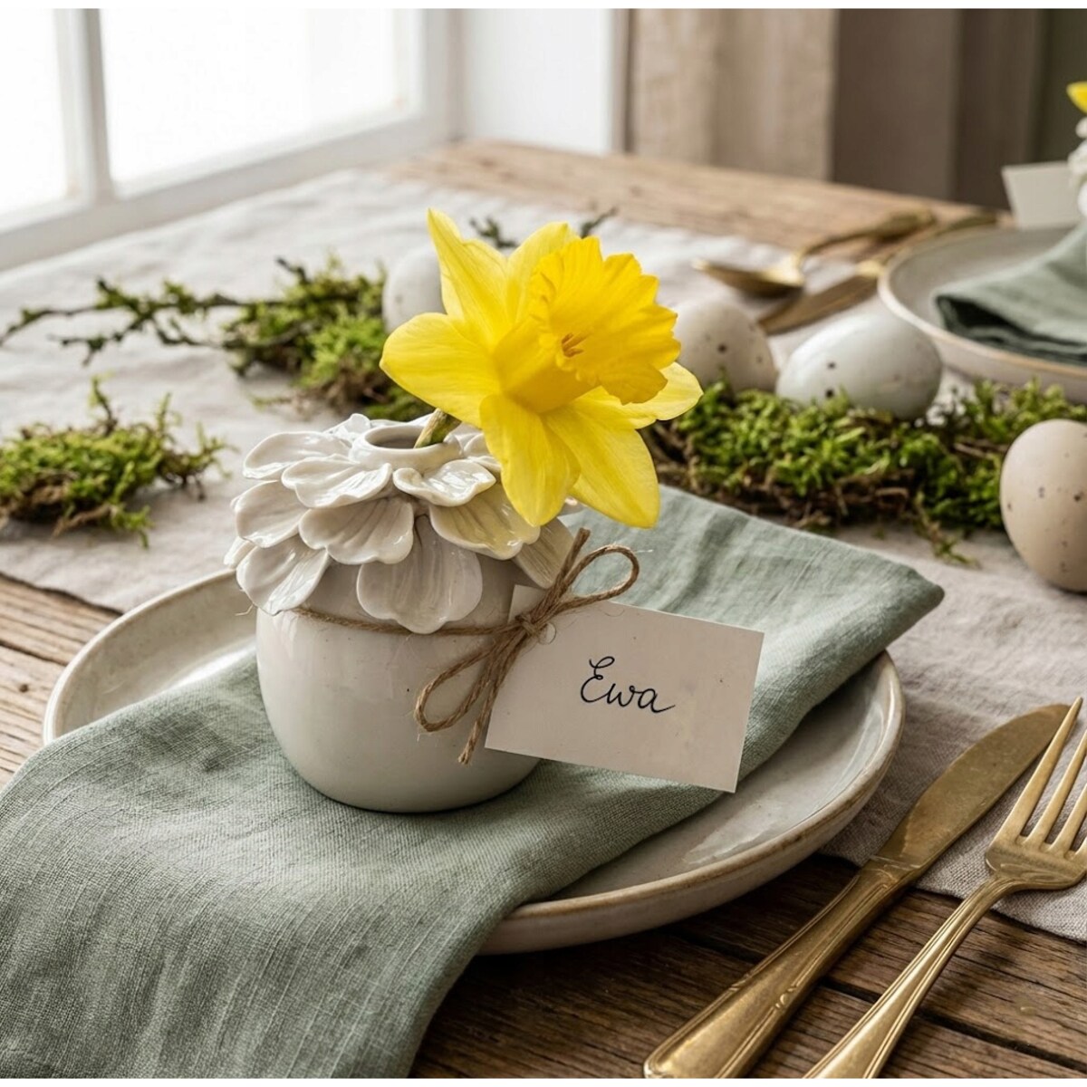 MAŁY WAZONIK MINI WAZON BIAŁY CERAMICZNY NA GAŁĄZKĘ KWIATY SKANDYNAWSKI