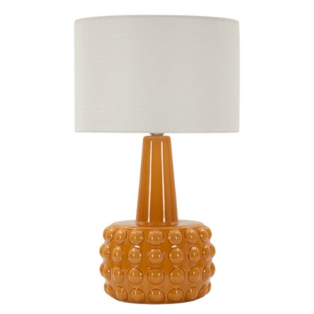 Lampa stołowa Gress, kolor musztardowy i biały, ceramika, żelazo i tkanina, 30 x 30 x 51,5 cm, 1 x E27, max. 40 W, styl nowoczesny, Mauro Ferretti