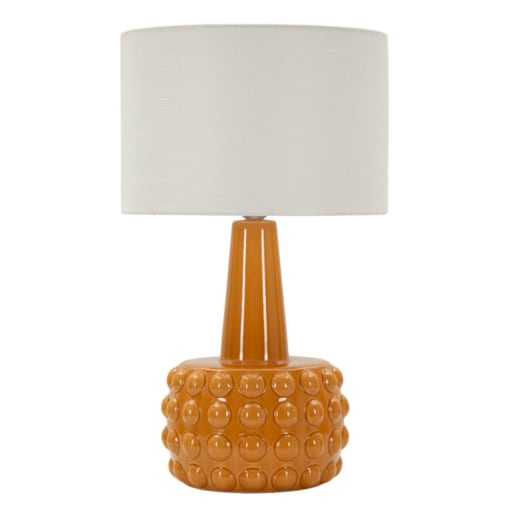 Lampa stołowa Gress, kolor musztardowy i biały, ceramika, żelazo i tkanina, 30 x 30 x 51,5 cm, 1 x E27, max. 40 W, styl nowoczesny, Mauro Ferretti