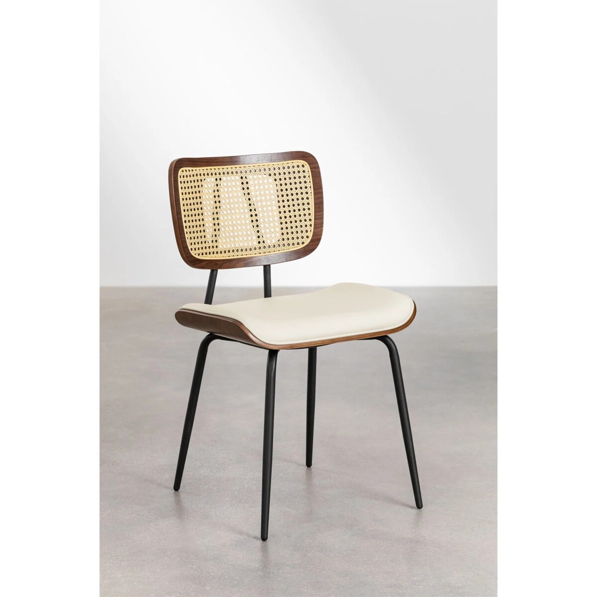 Krzesło drewniane z plecionką wiedeńską i ekoskórą Greer