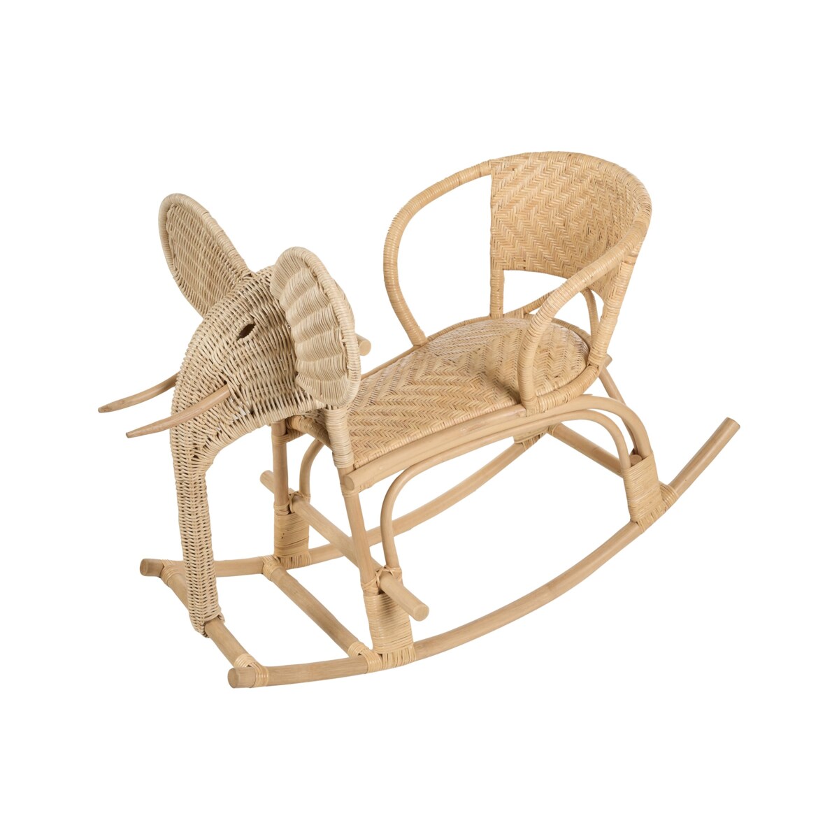 Rattanowy bujak na biegunach słoń naturalny AMPOLLINO