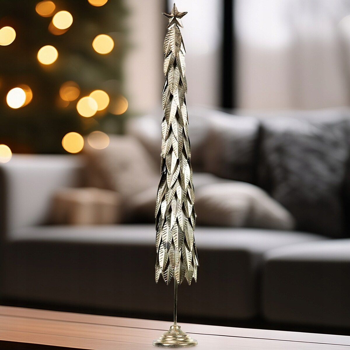 FIGURKA ŚWIĄTECZNA 80cm CHOINKA BOŻE NARODZENIE LOFT DUŻA WYSOKA SREBRNA