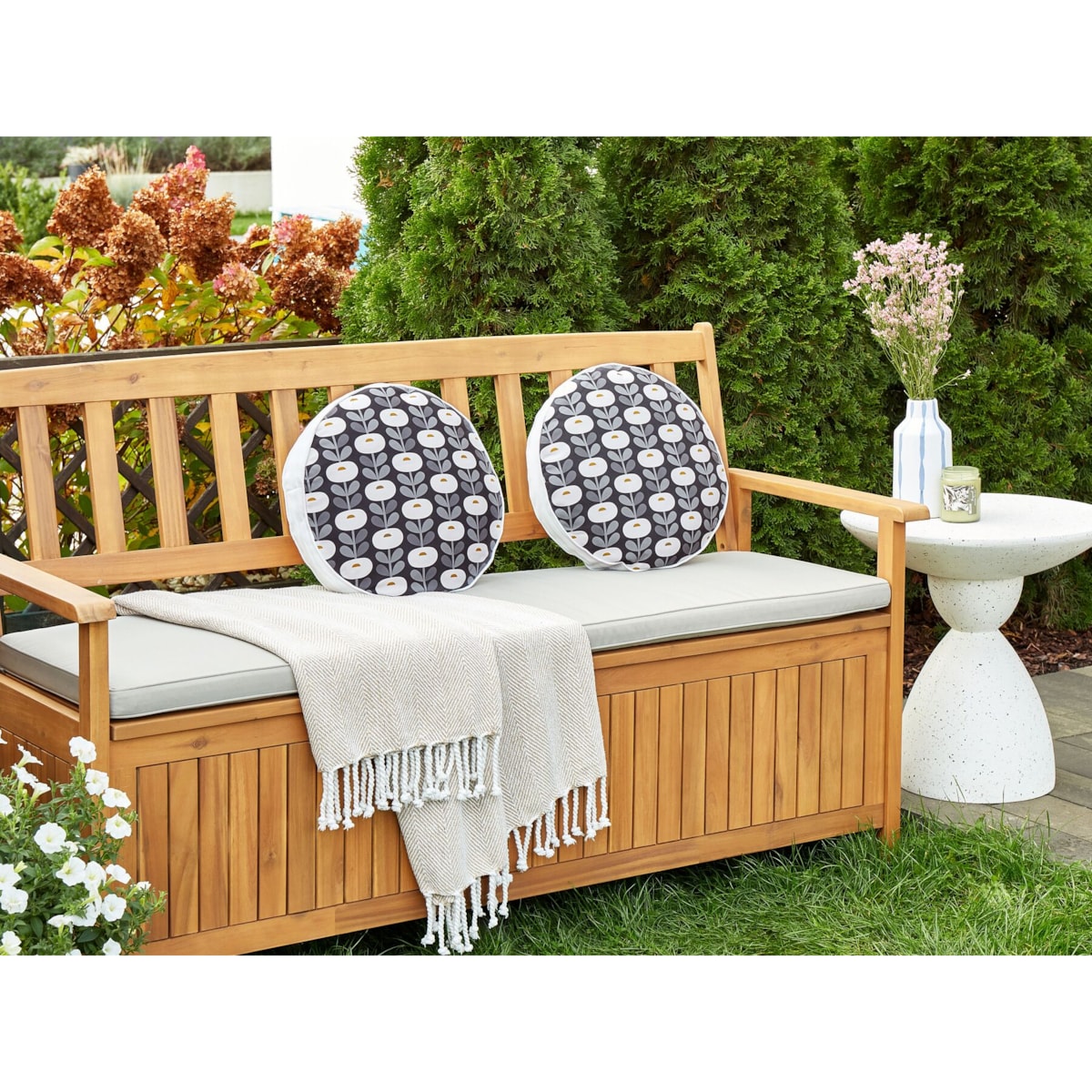 2 poduszki ogrodowe wzór geometryczny 40 cm szare VALSORDA