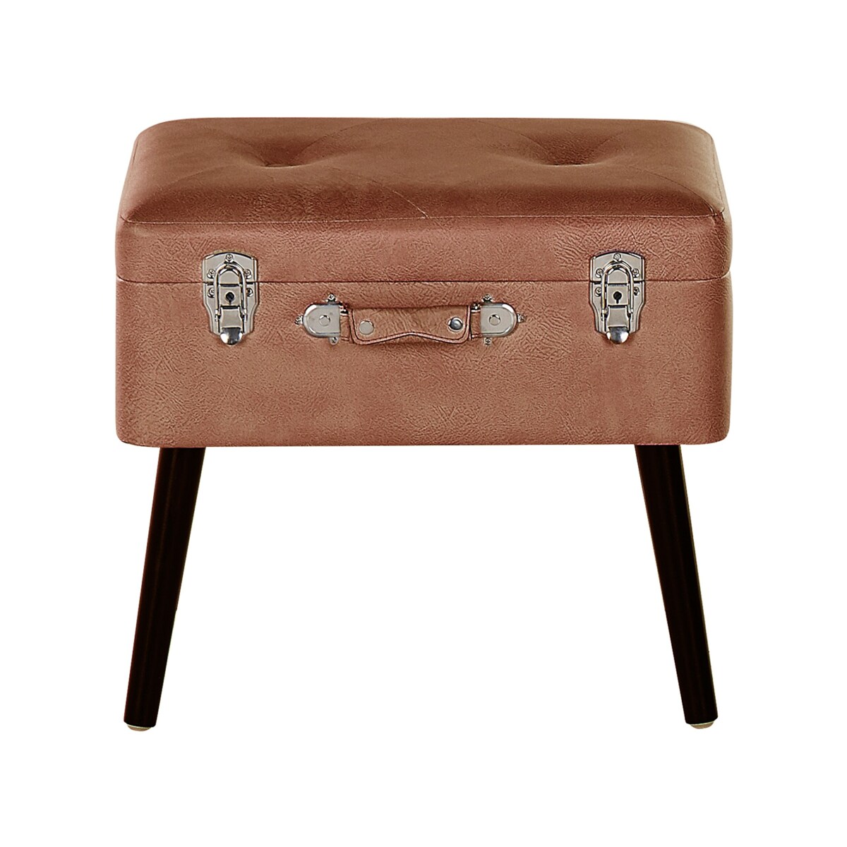 Stołek ze schowkiem ekoskóra brązowy MALLARD