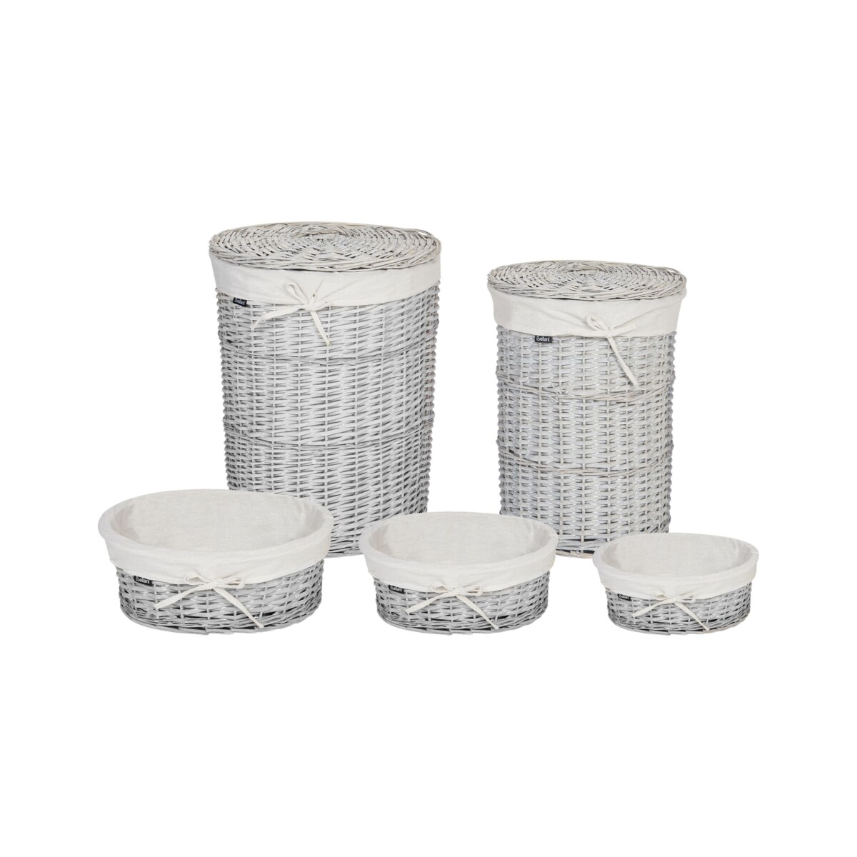 Zestaw 5 koszy wiklinowych szary VAKARI