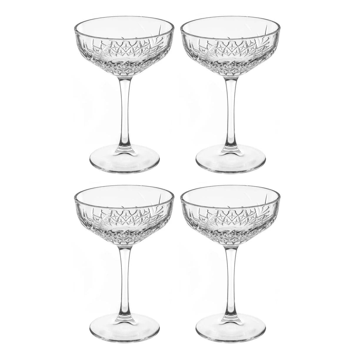 Kieliszki do szampana płaskie, 4 sztuki, 250 ml