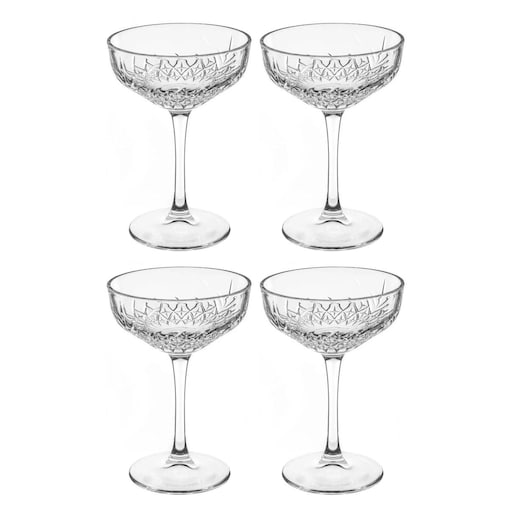 Kieliszki do szampana płaskie, 4 sztuki, 250 ml