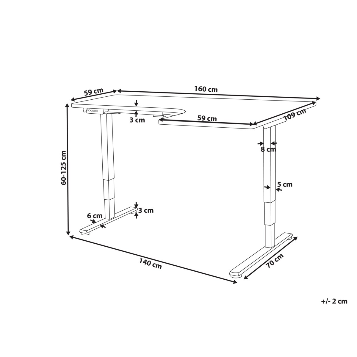 Biurko regulowane Elektryczny Prawostronny Biały DESTINES
