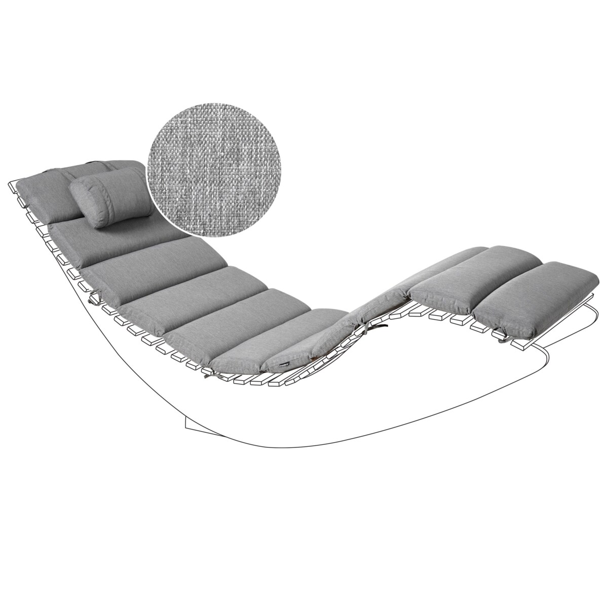 Poduszka na leżak ogrodowy BRESCIA PREMIUM 180 x 60 cm Szary