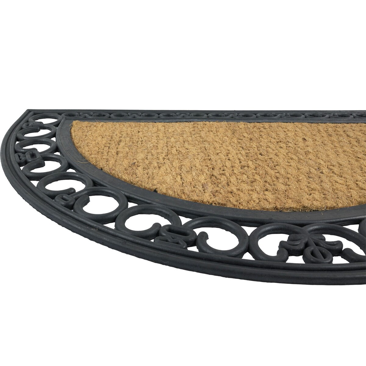 Wycieraczka kokosowa Panama 45x75 cm ażurowa półokrągła czarna