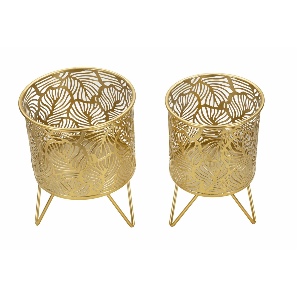 Kwietnik metalowy NATY, zestaw 2 szt., złoty, Ø 16x20 cm
