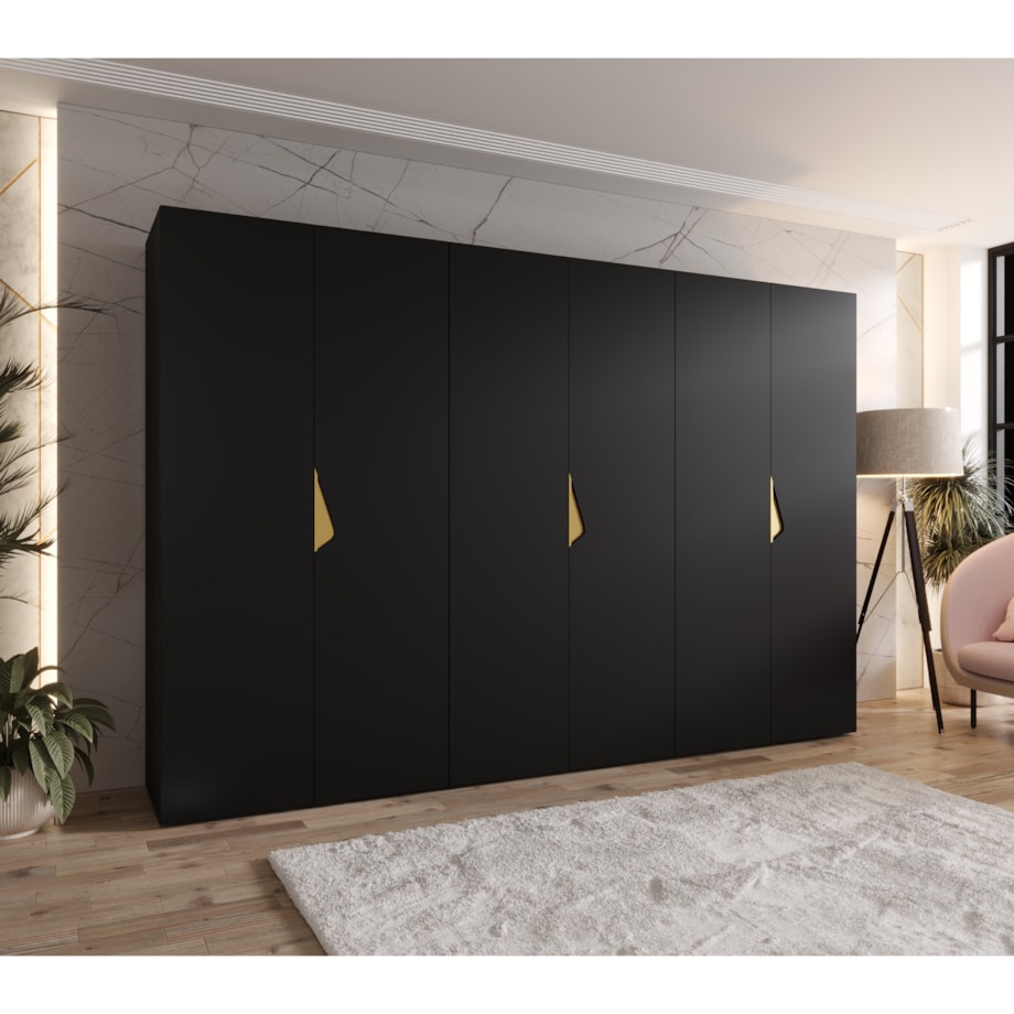 Szafa uchylna Sandi 1 300 (3X100) wys 202 cm Czarny + u Złoty