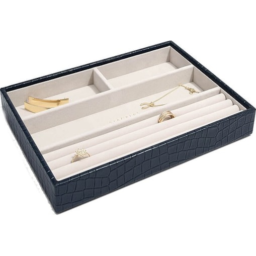 Szkatułka na biżuterię Stackers Croc 4 komorowa classic granatowa