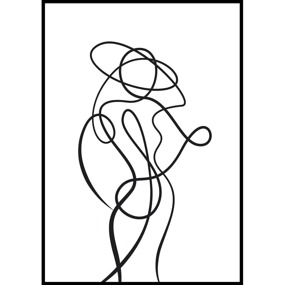 plakat line art kobieta w kapeluszu 2 50x70 cm