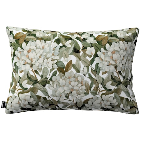 Poszewka Kinga na poduszkę prostokątną 47x28 zielone liście na białym tle