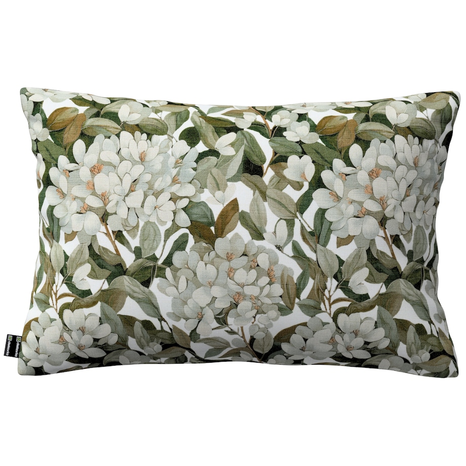 Poszewka Kinga na poduszkę prostokątną 47x28 zielone liście na białym tle