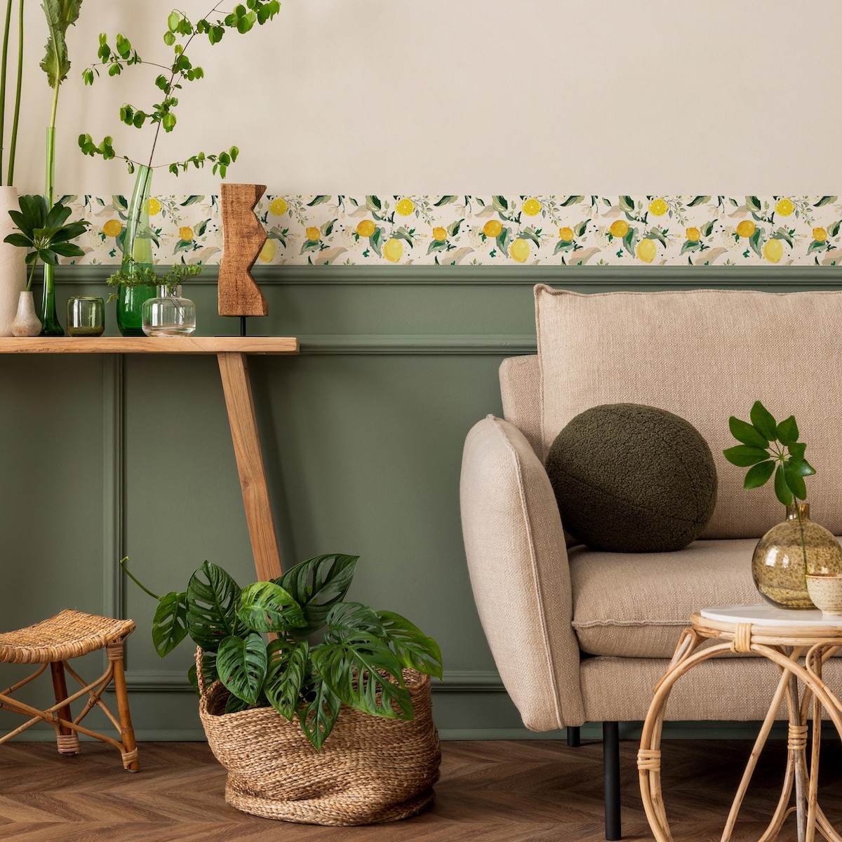 Samoprzylepny Pasek Dekoracyjny Do Kuchni CYTRYNY Owoce Liście Natura