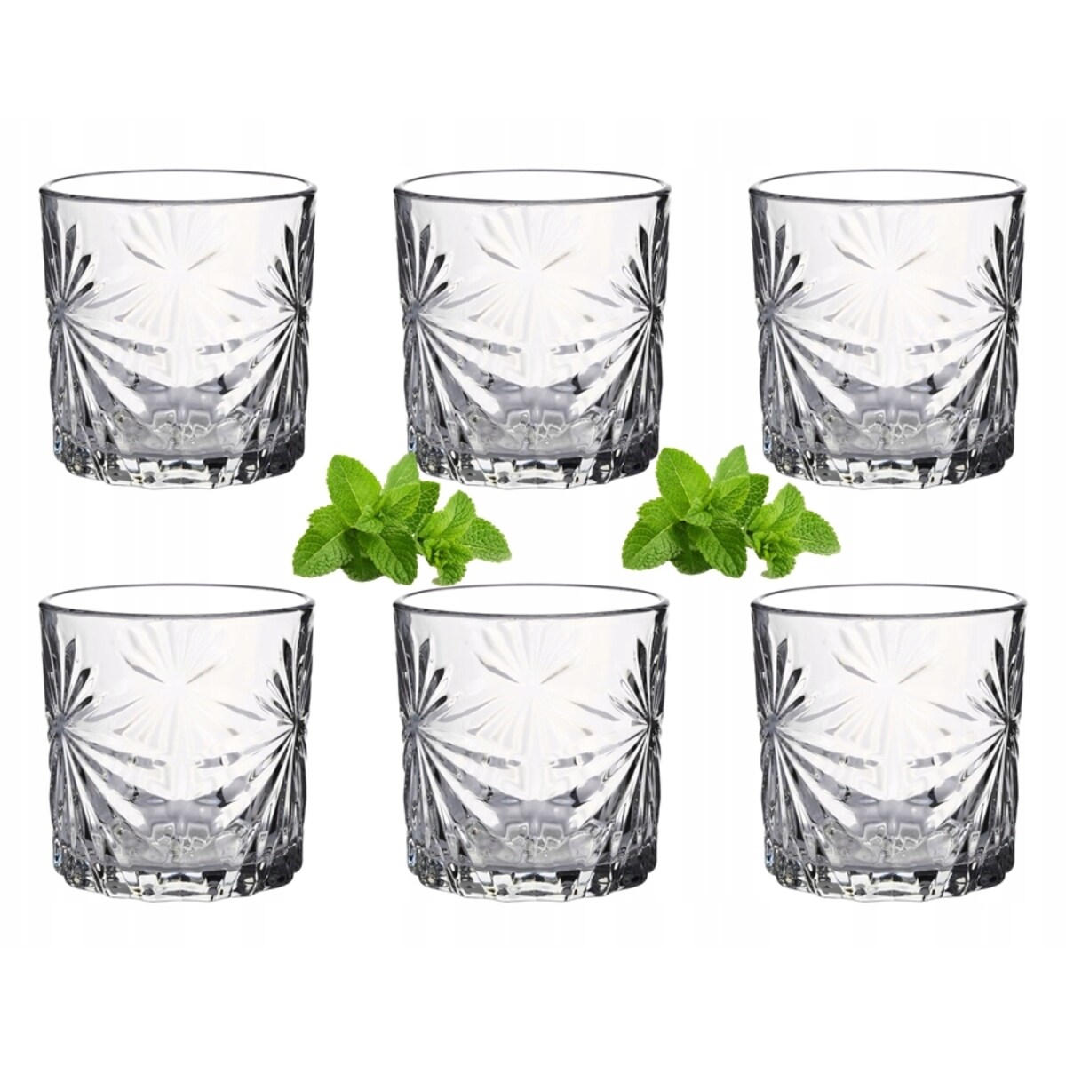 SZKLANKI NISKIE DO NAPOJÓW wzorek 6x 300 ml na imprezę stół drinki soki