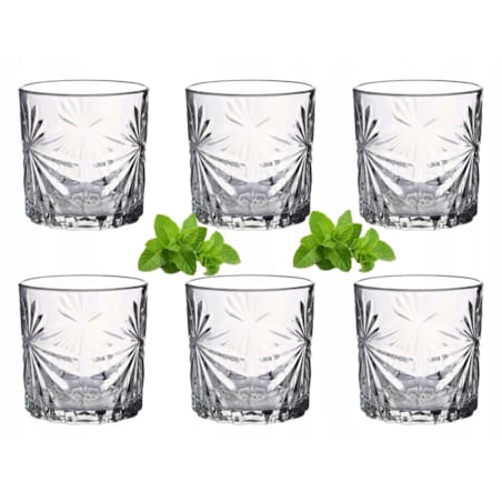SZKLANKI NISKIE DO NAPOJÓW wzorek 6x 300 ml na imprezę stół drinki soki